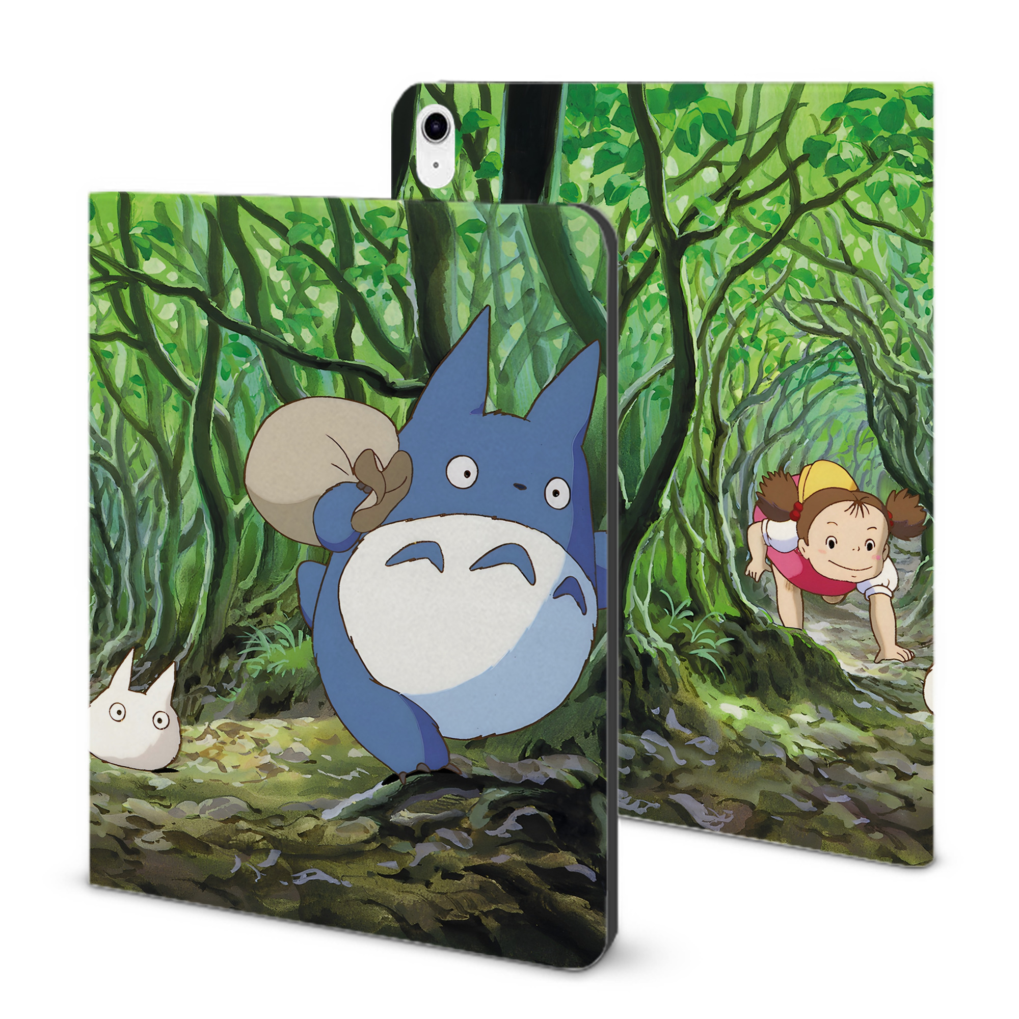 （画像用） となりのトトロ 草壁メイ 草壁サツキ My Neighbor Totoro Satsuki Kusakabe Mei Kusakabe IPad ケース ブック型 PUレザー TPU 耐衝撃 軽量 薄型 ペン収納なし 全面保護 IPad 各モデル対応